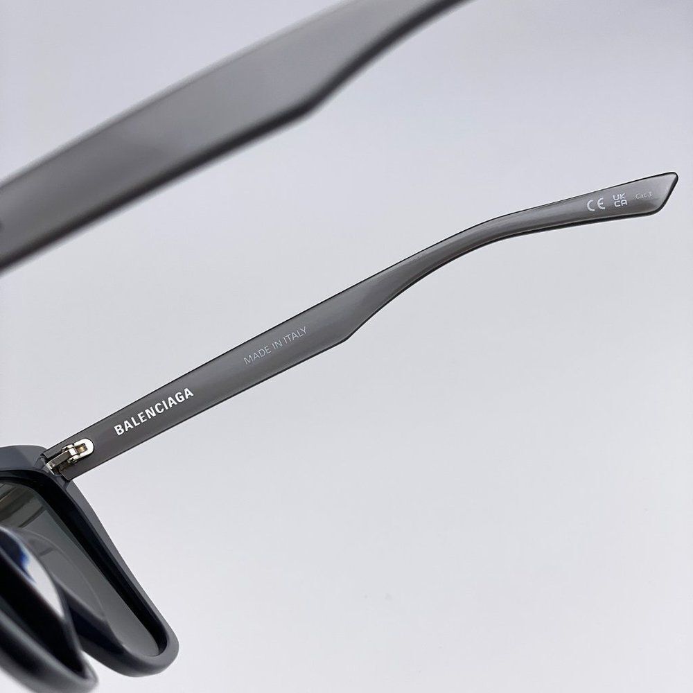  Balenciaga BB0046S 006 Sunglasses Silver Gray Shiny Mirrored Cat Eye Women - Picture 6 of 10
